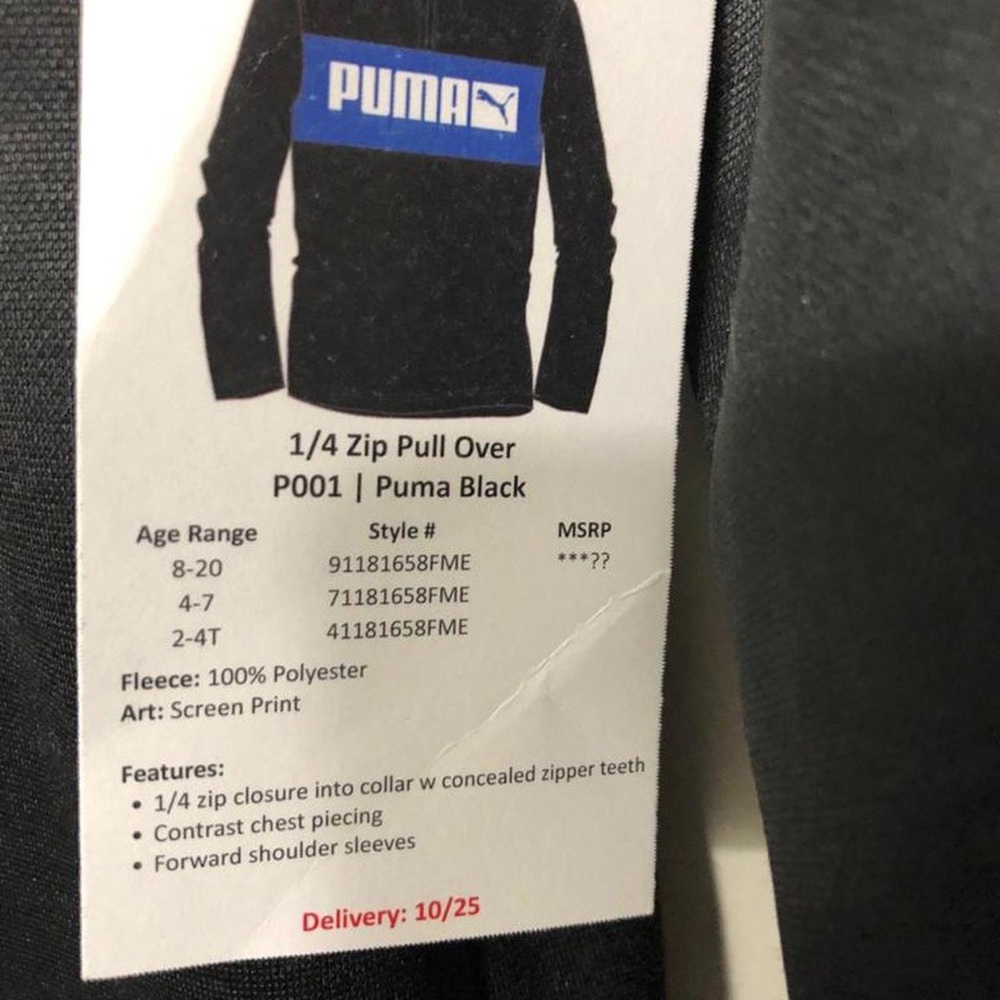 puma long sleeve black/blue junior’s sweater size 10-12 - Picture 3 of 4